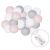 Springos decorative string lights with 30 LED bulbs, pink, grey and white cotton ball lights, battery powered