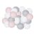 Springos decorative string lights, pink, grey and white cotton balls
