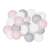 Springos decorative cotton ball lights, 30 LED, pink, white, grey