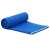 Springos blue quick-drying microfiber towel, partially rolled