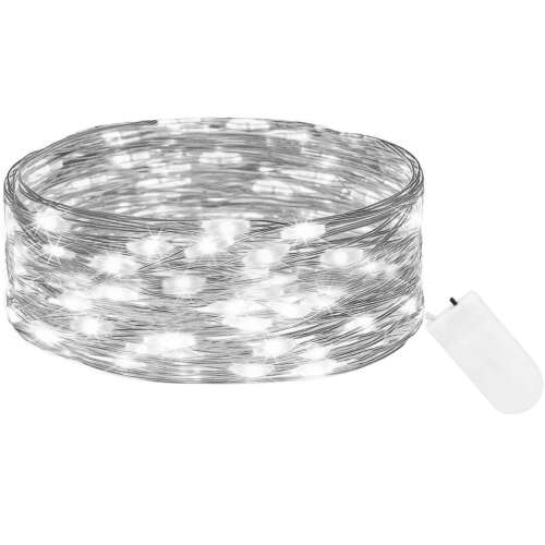 Springos 10 LED-Batteriebetriebene Kupferdraht-Lichterkette, kaltweiß, 100 cm lang
