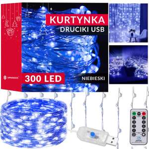 Springos 300 LED Plava Svjetlosna Zavjesa Kolaž s Pakiranjem i Primjerima Upotrebe - Dom i vrt