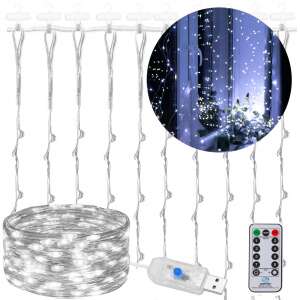 Springos 3x3m LED Curtain Lights with Remote, Cold White - Springos String Light
