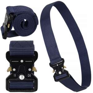 Springos men's belt in dark blue, tactical belt with quick release buckle, multiple angles - Men's Belt
