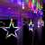 Springos star curtain lights, 92 LED, multicolor, hanging on a window