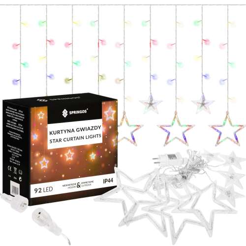 Springos star curtain lights, 92 LED, multicolor, indoor and outdoor use, IP44