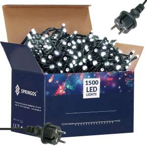 Lampki choinkowe Springos 1500 LED, 91,5m długości, białe, do użytku wewnątrz i na zewnątrz - Dekoracja sezonowa