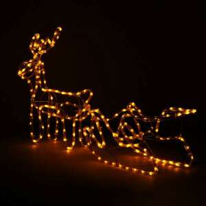 Springos reindeer and sleigh Christmas lights, illuminated with warm white LED lights - Outdoor Christmas decoration