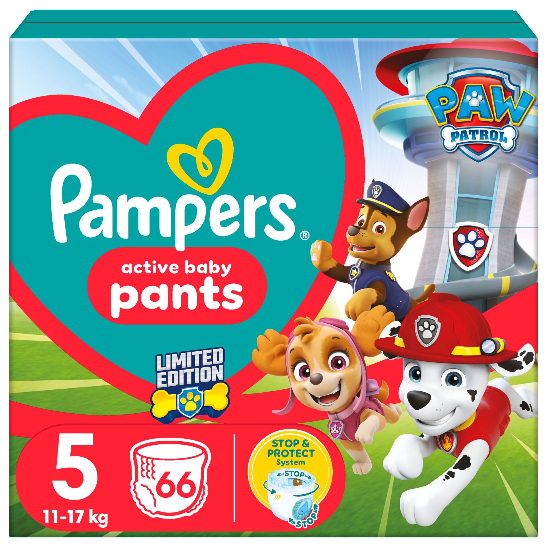 E-shop Pampers nohavičky 12-17kg Junior 5 (66ks) Paw Patrol
