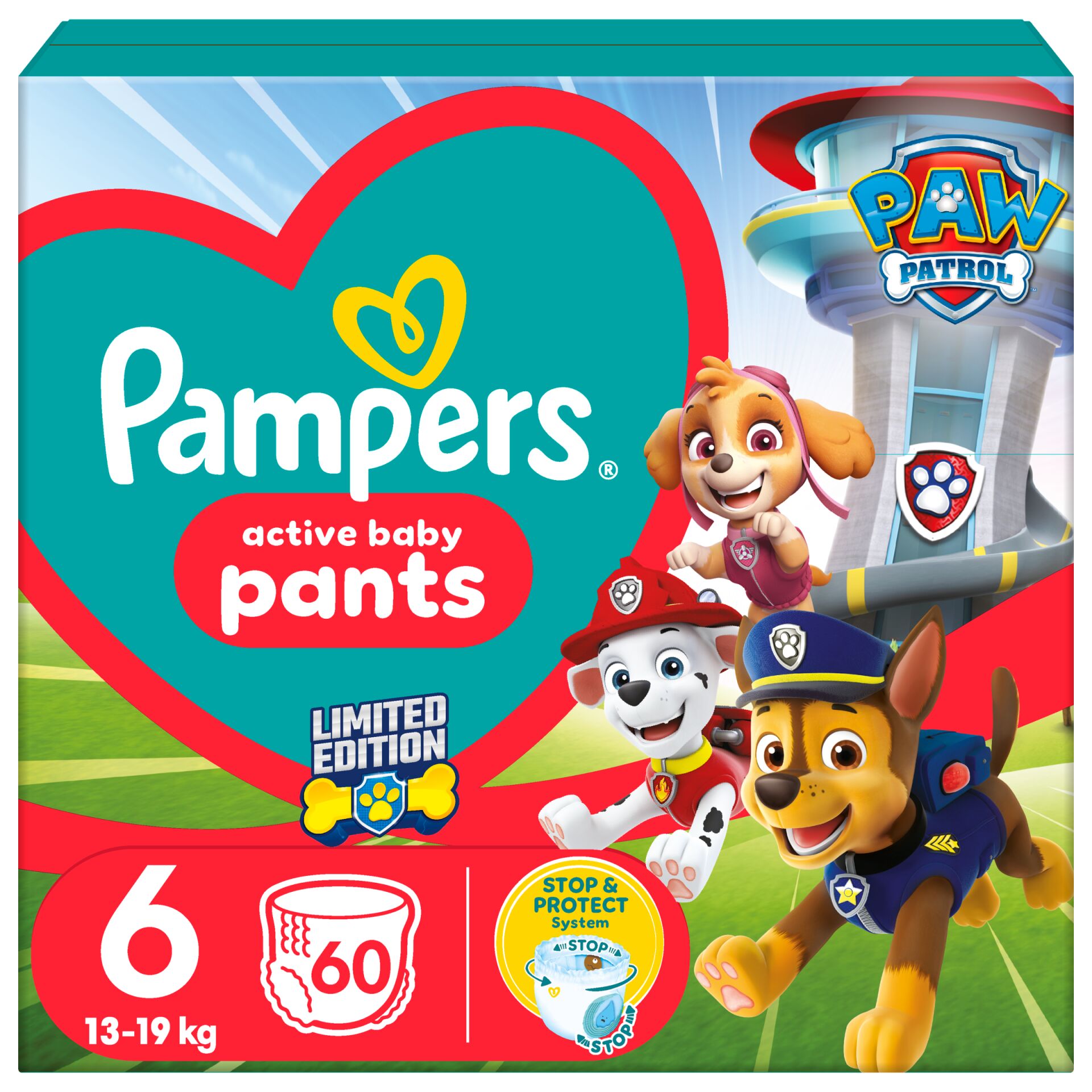 E-shop Pampers nohavičky 14-19kg Junior 6 (60ks) Paw Patrol