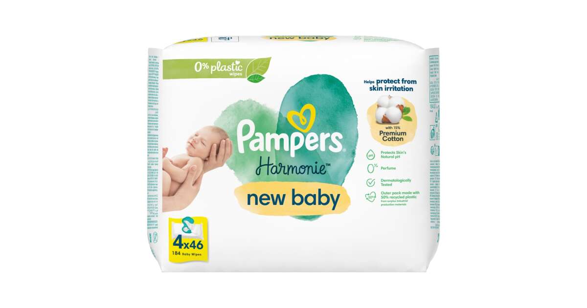 Pampers Harmonie New Baby Wet Wipes 4x46pcs 
