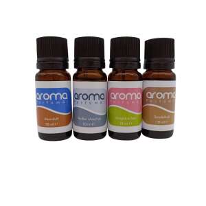 Set de 4 uleiuri esențiale DellArt Aroma Parfüml, câte 10 ml: Meerduft, Weißer Moschus, Maiglöckchen, Sandelholz - Ulei esențial