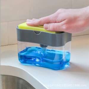 Gray dish soap dispenser with sponge holder, kitchen sink organizer, dishwashing soap dispenser - Soap Dispenser