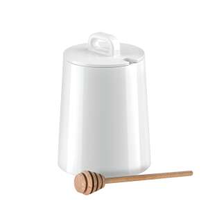 Tescoma GUSTITO Medový hrniec s dávkovačom 0.6 l, biely porcelán s drevenou lyžičkou na med - Nádoby na potraviny a nápoje