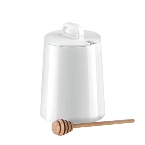 Tescoma GUSTITO Słoik na miód z dozownikiem 0.6 l, biała porcelana z drewnianym nabierakiem do miodu