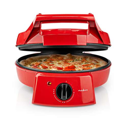 NEDIS pizza oven with a pizza inside, red color