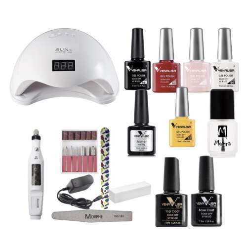 Venalisa gél lakk kezdő szett UV/LED lámpával és kézi csiszológéppel
