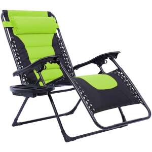 Timeless Tools Delux Zero Gravity Chair, Green, zero gravity chair with headrest and cup holder, comfortable and foldable - Sun Lounger & Deck Chair
