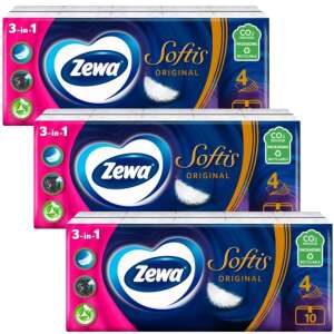 Zewa Softis Original 4-ply Facial Tissues, 3-in-1, Unscented, 30 packs of 9 tissues - Paper Tissue