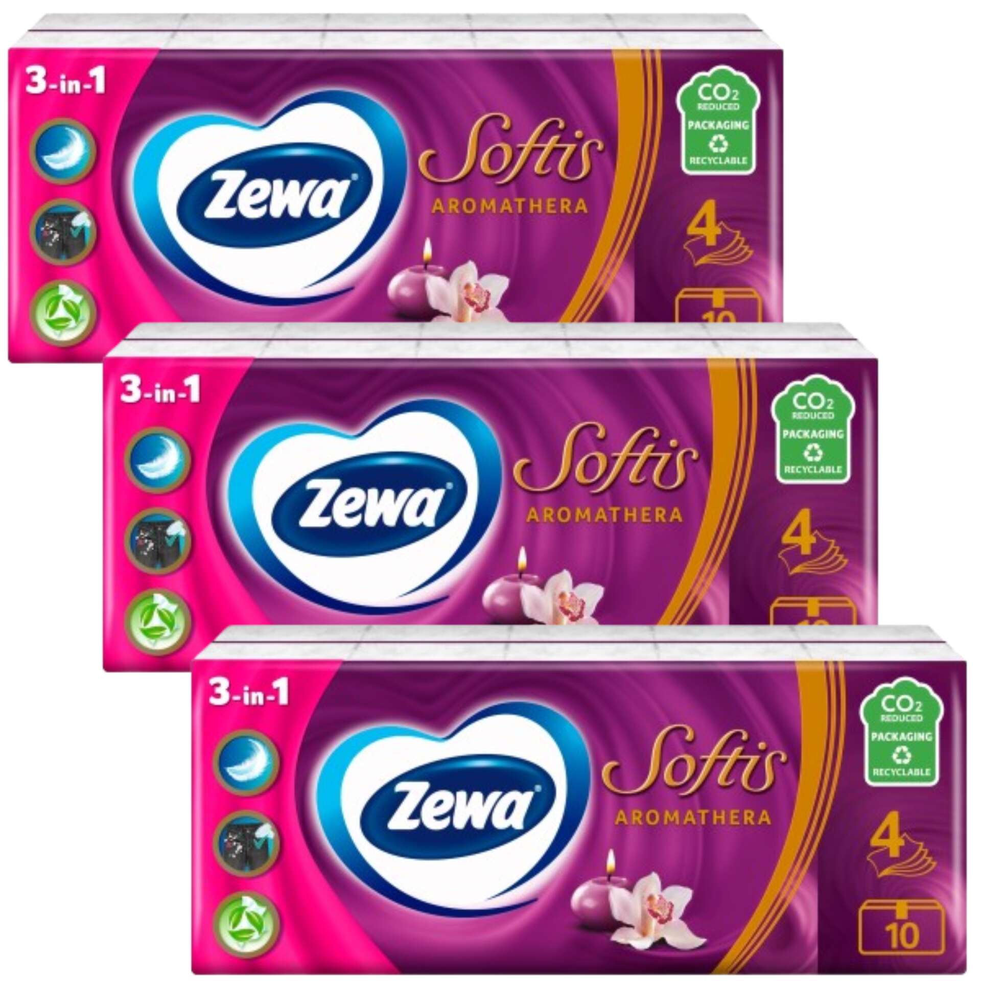 E-shop Zewa Softis 4-vrstvové papierové vreckovky - Aromathera 3x90ks