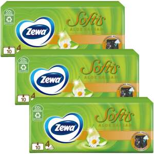 3 Packungen Zewa Softis Aloe Balsam 4-lagiges Papiertaschentücher mit Kamillenduft und Aloe Vera - Zewa