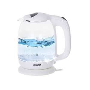 Mesko glass electric kettle with LED light, 1.7L capacity, white - Adler