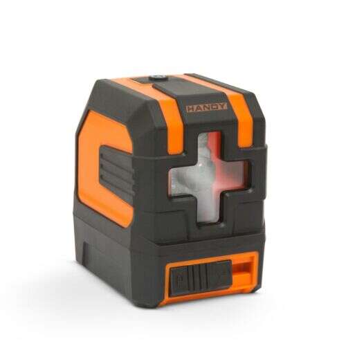 Handy 10051 cross line laser level, black and orange, front view