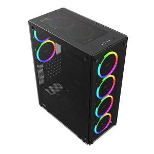 Computergehäuse Darkflash Phantom + 6 Lüfter (schwarz)