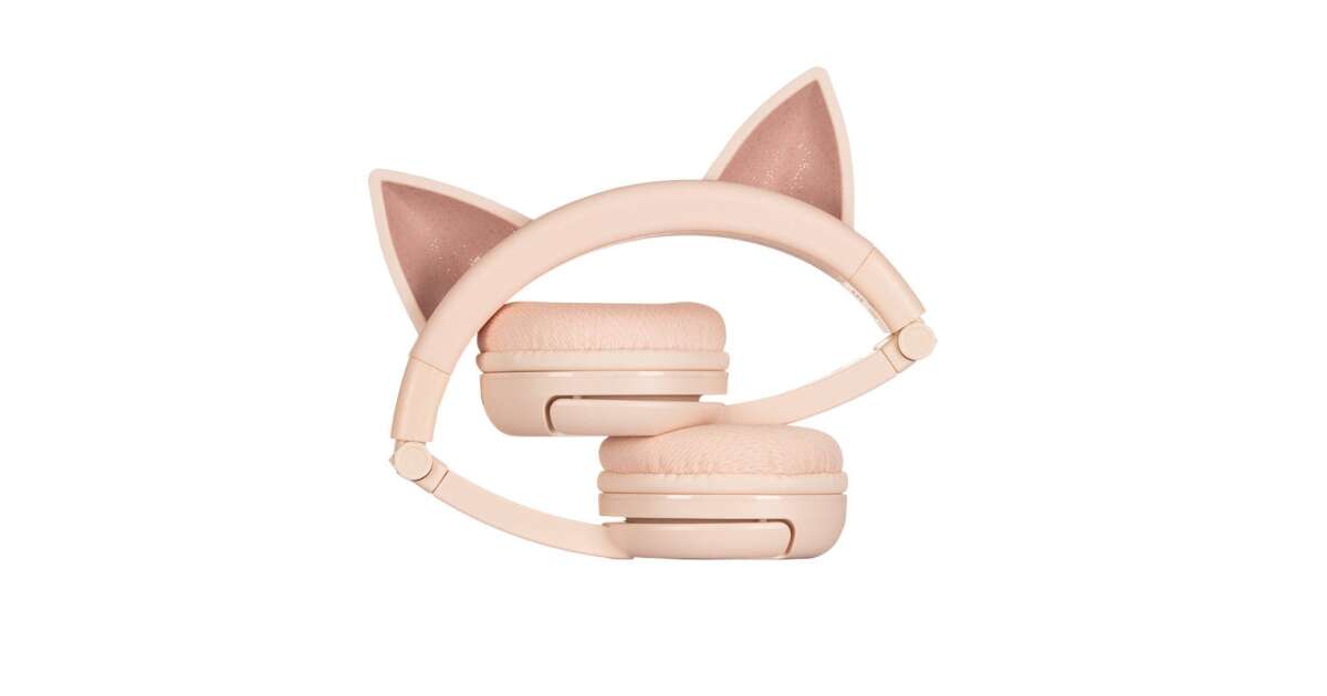 Bezdr\u00f4tov\u00e9 sl\u00fachadl\u00e1 pre deti Buddyphones Play Ears Plus cat (Pink) | Pepita.com