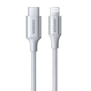 Kabel UGREEN 3A USB-C do Lightning, 1m, srebrny - Kabel Lightning