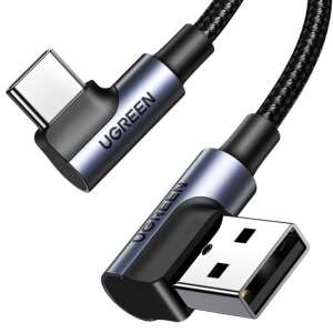 UGREEN US176 USB-C to USB-A 2.0 Angled Cable, 3A, 3m (black) - Data Cable