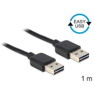 Delock EASY-USB 2.0 A to A cable, 1 meter, black - Computers and Accessory