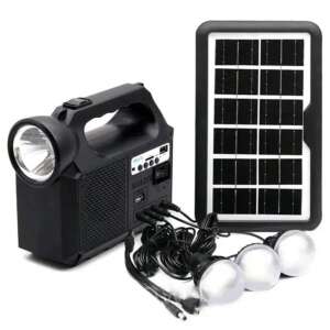 Napenergiával működő rádiós zseblámpa - túrázás - hordozható - zene - LED világítással