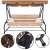 Springos Four-Person Garden Swing Bed with Adjustable Sunshade - Striped #brown-beige 52705085