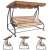 Springos Four-Person Garden Swing Bed with Adjustable Sunshade - Striped #brown-beige 52705085