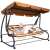 Springos Four-Person Garden Swing Bed with Adjustable Sunshade - Striped #brown-beige 52705085