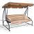 Springos 4-person garden swing bed with adjustable canopy - brown-beige striped