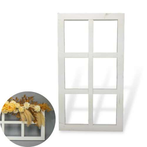 Cadru decorativ de fereastră din lemn alb 74cm*41cm