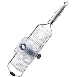 Rösle nastaviteľný V-rezací stroj, šikmý pohľad, viditeľné čepeľ a rukoväť - Rösle