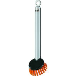 Rösle antibacterial dish brush with orange bristles and stainless steel handle - Cleaning