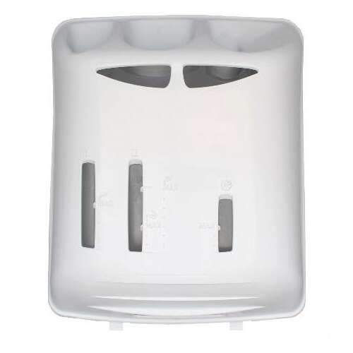 Top view of a white detergent dispenser for Bauknecht, Smeg, Whirlpool, Siemens, Gorenje, Bosch, and Ignis top-loading washing machines