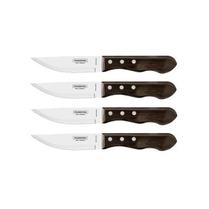 Tramontina Jumbo Steak Knife Set of 4, Stainless Steel Blades and Wood Handles - Tramontina