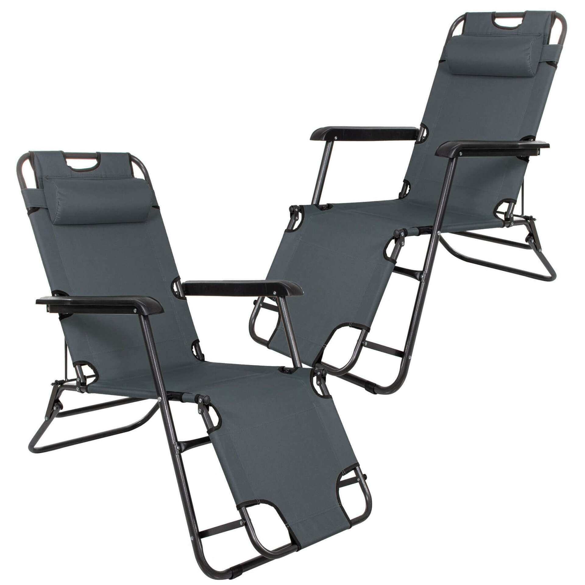 Springos kerti Napozószék, összecsukható, 120kg - Sötétszürke