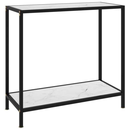 Modern Fehér Üveg Tálalóasztal - 80x35x75 cm