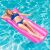 Woman Relaxing on a Pink Bestway Inflatable Pool Mattress in Swimming Pool