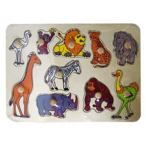 Afrikai állatok 10 darabos fa puzzle 93280600 