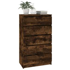 5-Drawer Smoked Oak Dresser, 60x36x103 cm - Dresser
