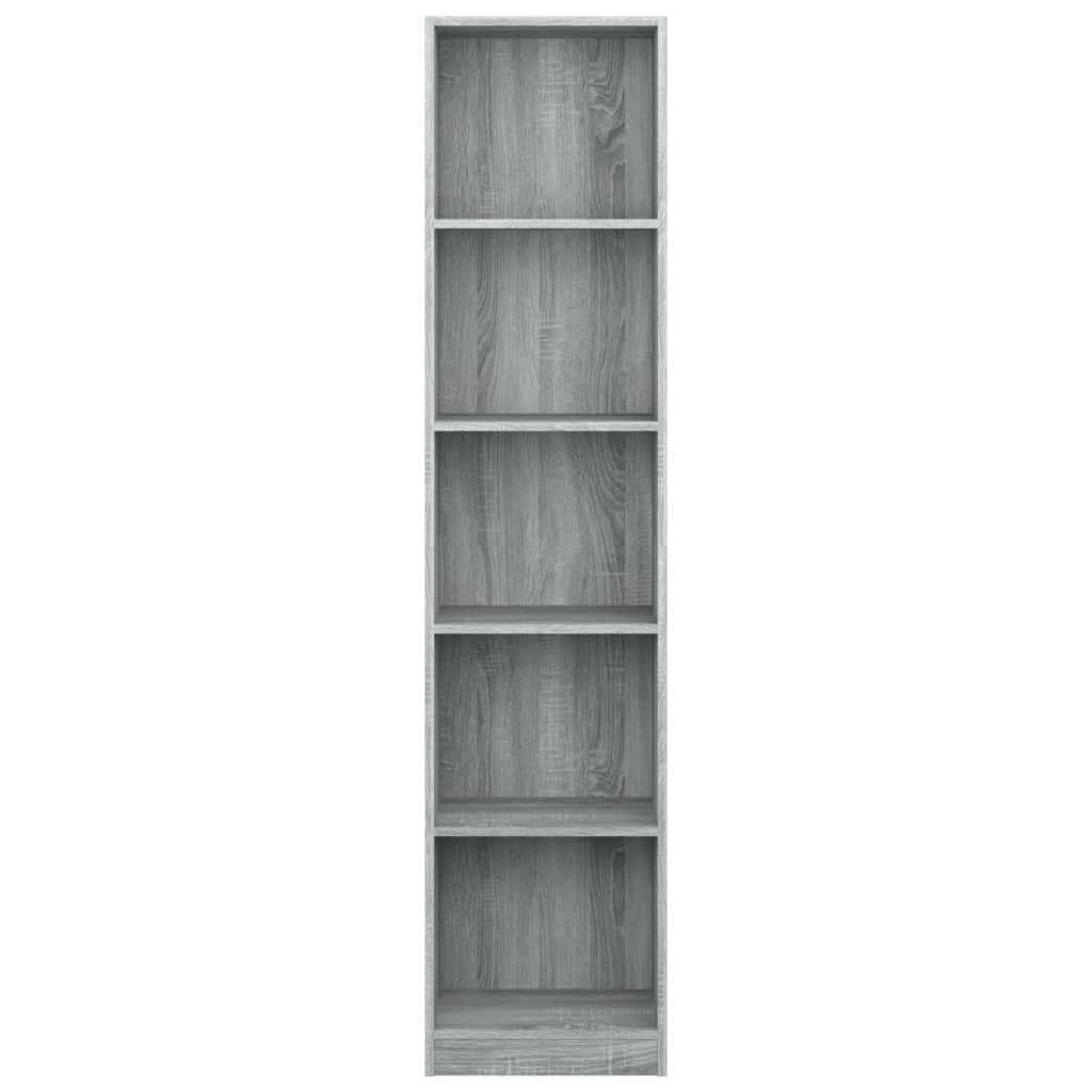 5-szintes szürke sonoma szerelt fa könyvszekrény 40x24x175 cm