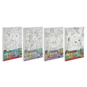 Grafix Malen nach Zahlen Set - Vier Designs: Schildkröte, Einhorn, Prinzessin, Affe - Grafix