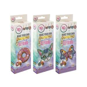 Grafix Zrób swój własny diamentowy obraz na breloczek, 3 wzory: pączek, kot, motyl - XO